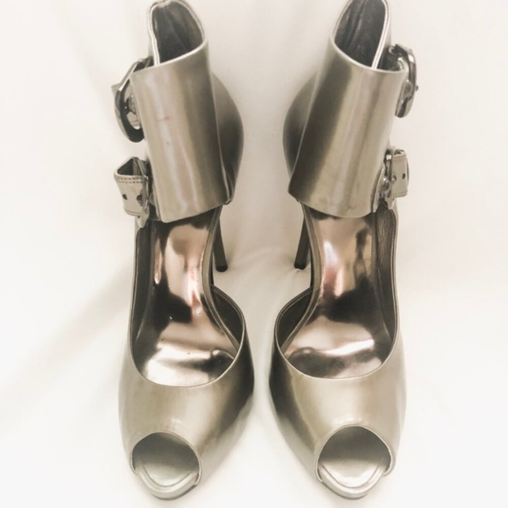 Guess by Marciano Open Toe Ankle Strap Stiletto's Gun Metal Silver Size 6.5 $200 - Picture 4 of 4